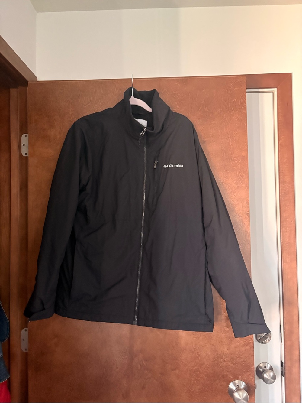 Columbia Men's Black Rain Jacket with High Collar